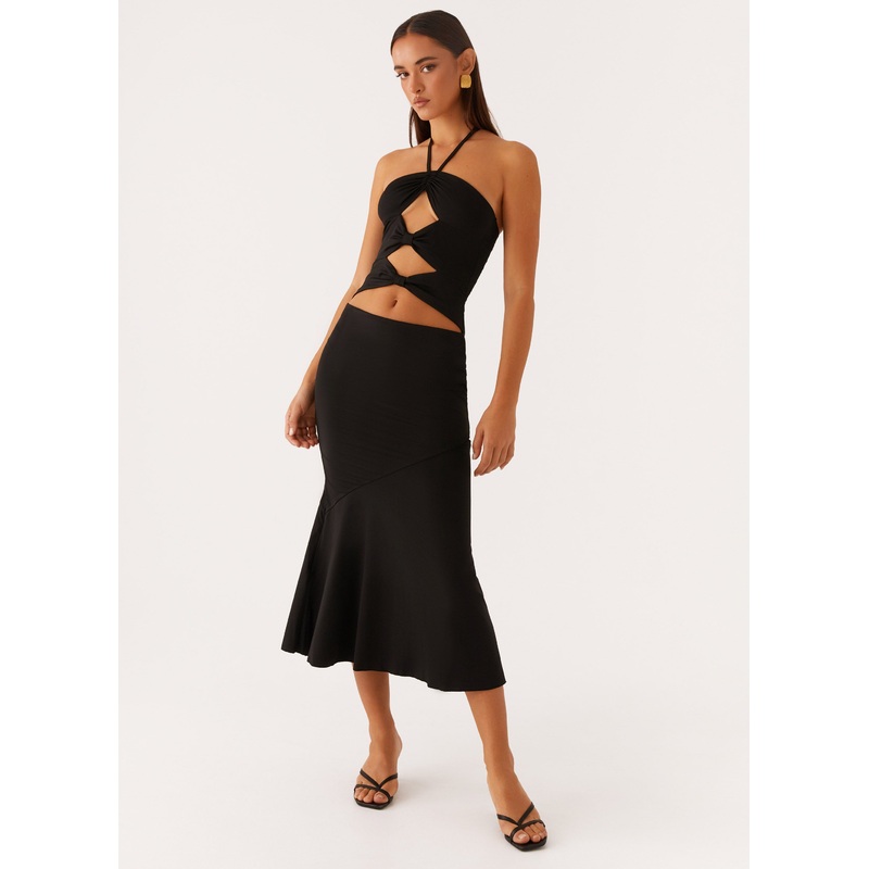 Zena Halterneck Midi Dress – Black Black US 0