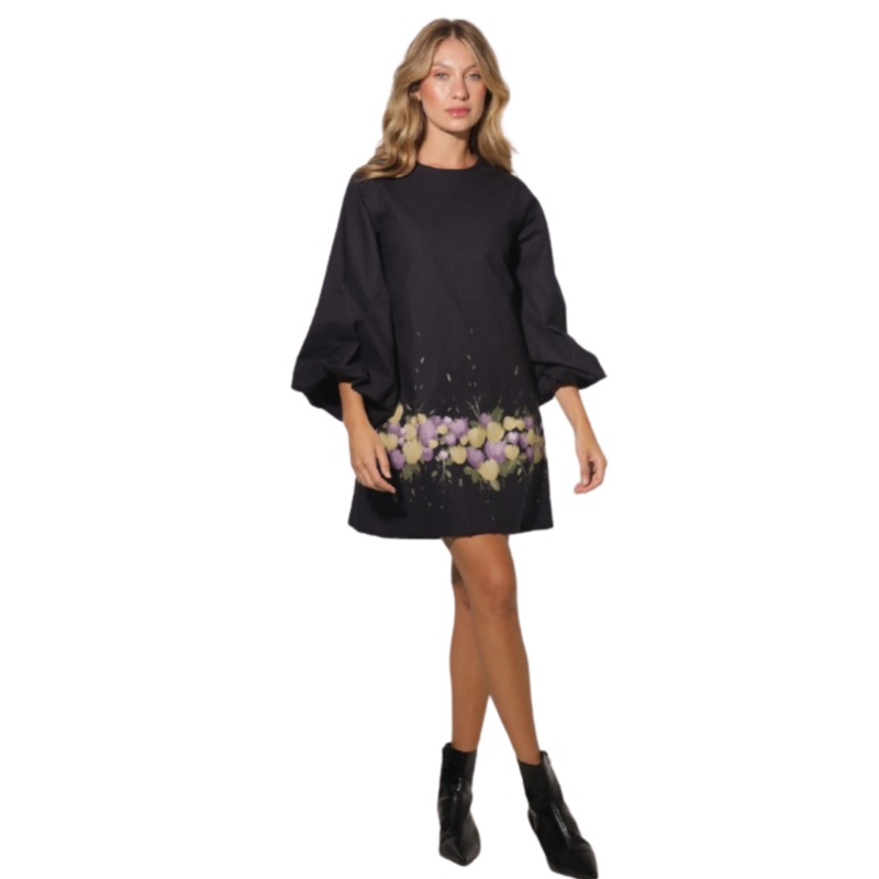 Fiorella Mini Dress, Garden Black S