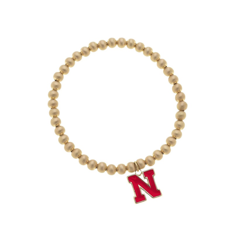 Nebraska Cornhuskers Ball Stretch Bracelet Satin Gold