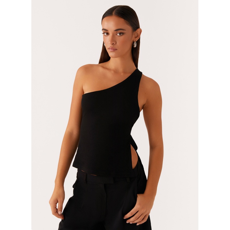 Safiya One Shoulder Top – Black Black US 0
