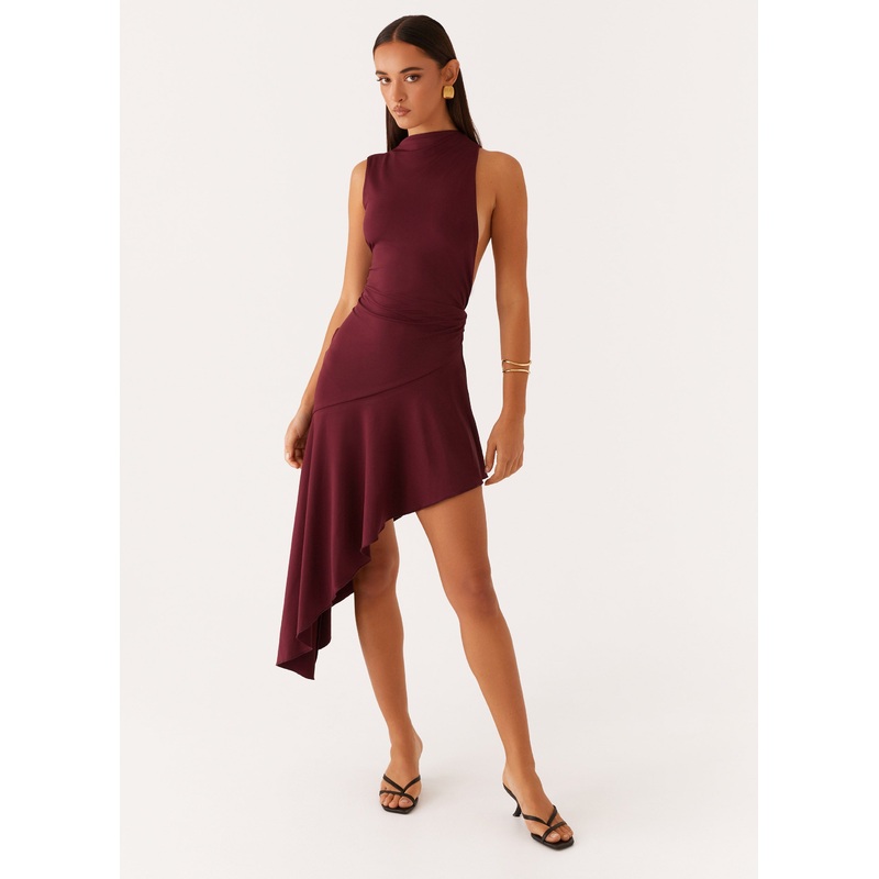 Venetia Asymmetric Maxi Dress – Deep Maroon Deep Maroon US 0