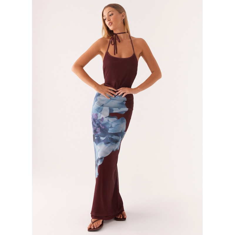 Dayana Halterneck Maxi Dress – Maroon Print Maroon Print US 0