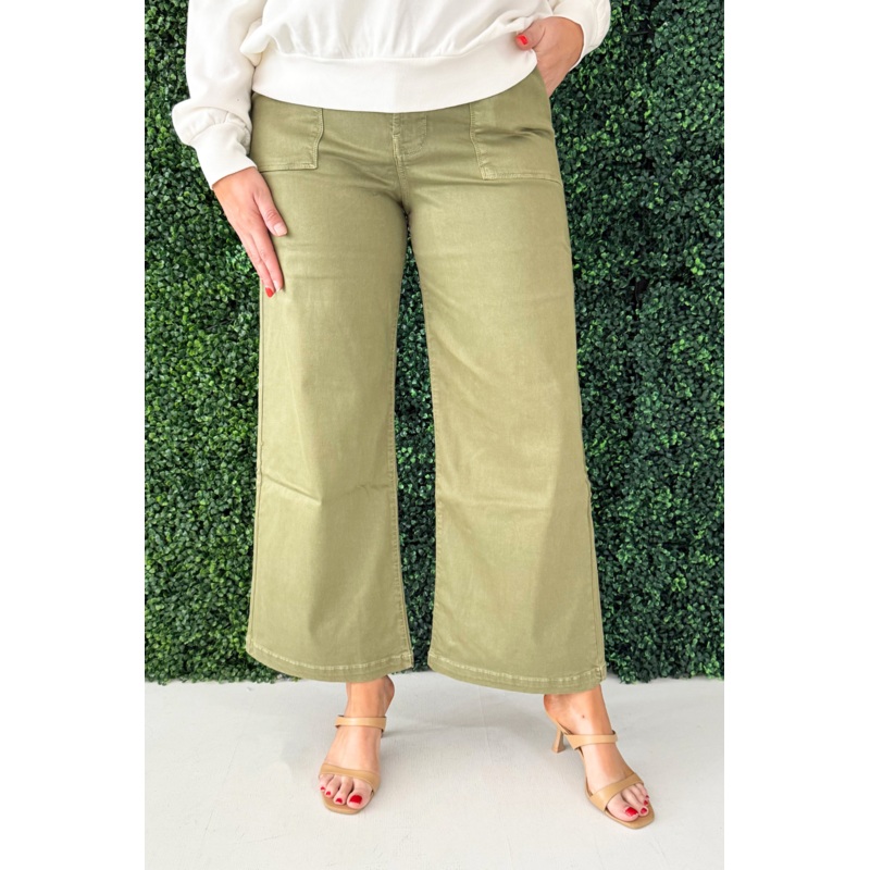 Meg High Rise Wide Leg Pant 00 Basil