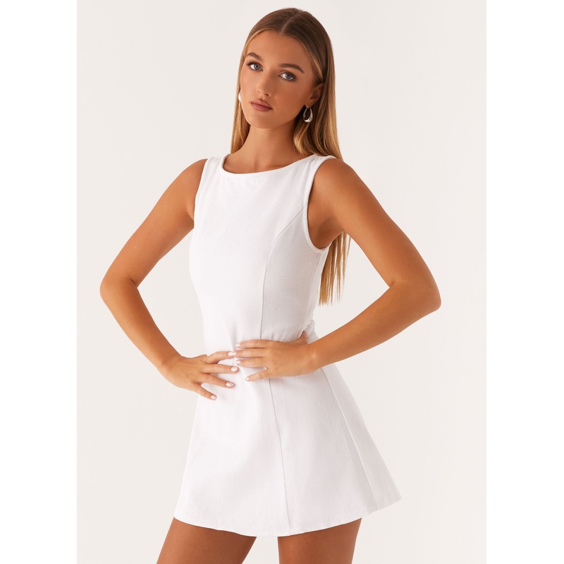 Rochelle Denim Mini Dress – White White US 0
