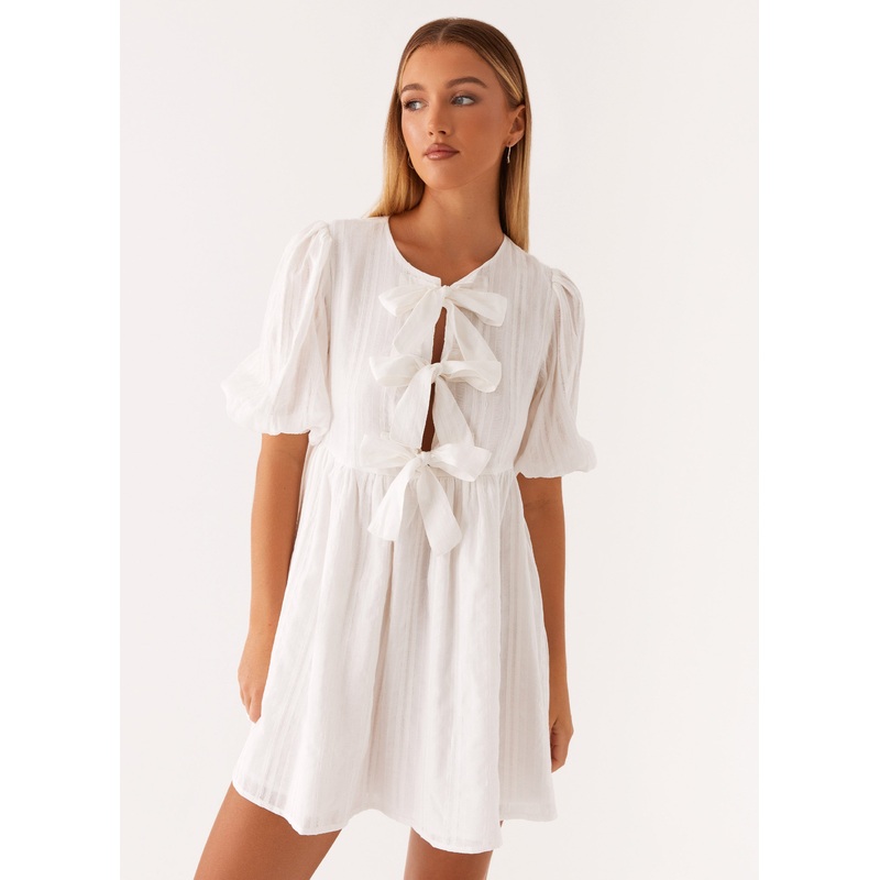 Western Wind Tie Mini Dress – White White US 0