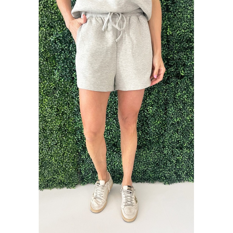 Drawstring Scuba Shorts with Side Detail Small Heather Grey