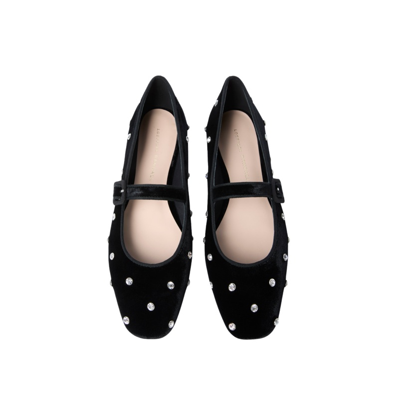 Ginger Mary Jane Flat, Black/Crystal 6