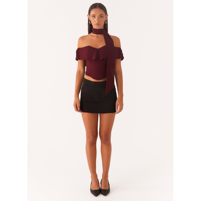 Trinity Chiffon Scarf Top – Deep Maroon Deep Maroon US 0