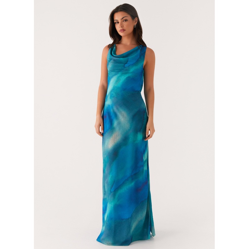 Carelle Maxi Dress – Blue Tie Dye Blue Print US 0