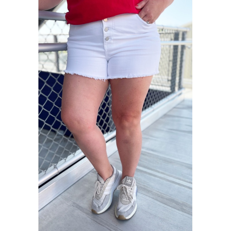 Christine HR A-line Short Fray Hem Bright White 0