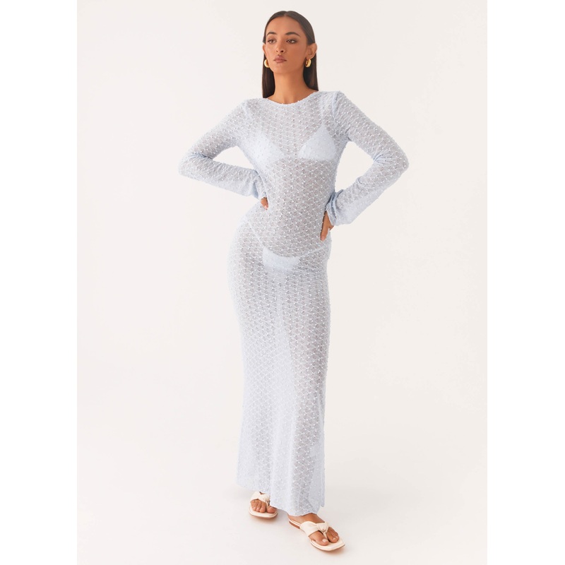 Flirty Knitted Maxi Dress – Blue Blue XXS-XS