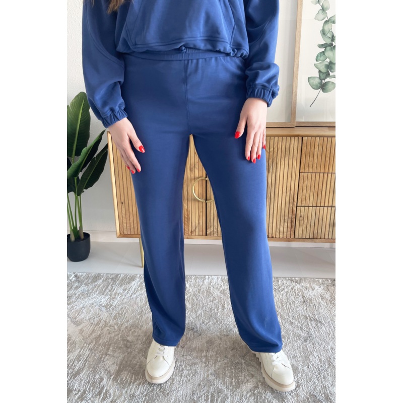 High Waisted Full Length Stretch Pants Small Navy