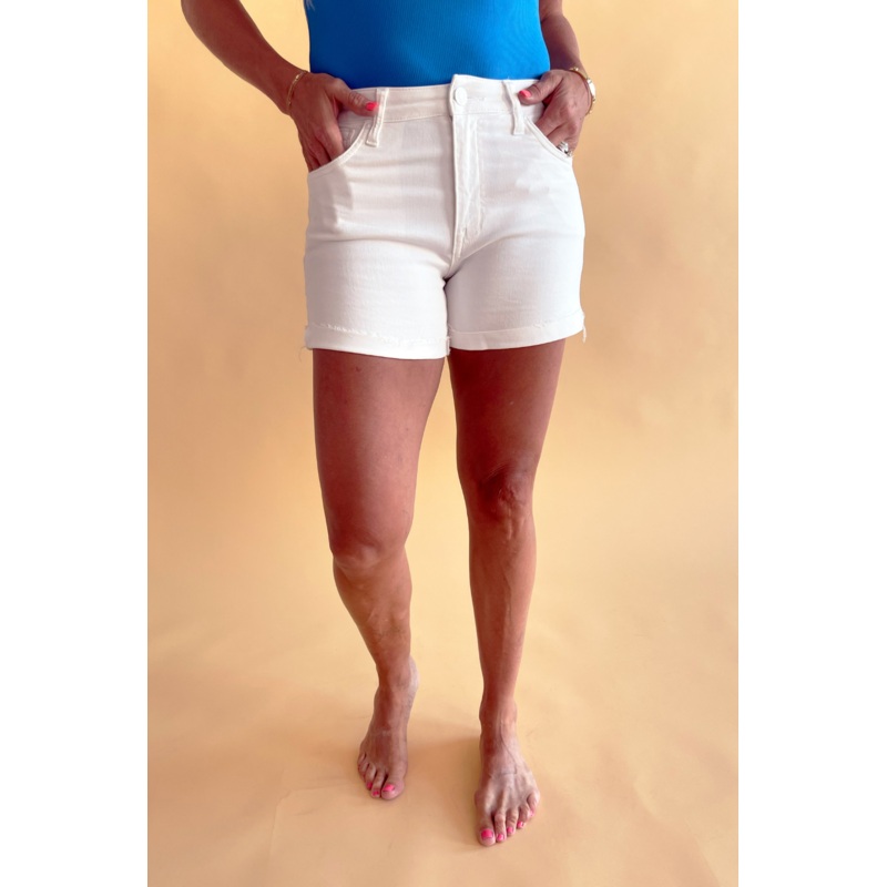 Jane High Rise Short Roll Up Raw Hem Optic White 0
