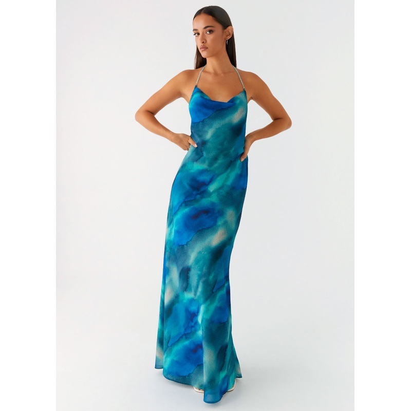 Journey Maxi Dress – Blue Tie Dye Print US 0