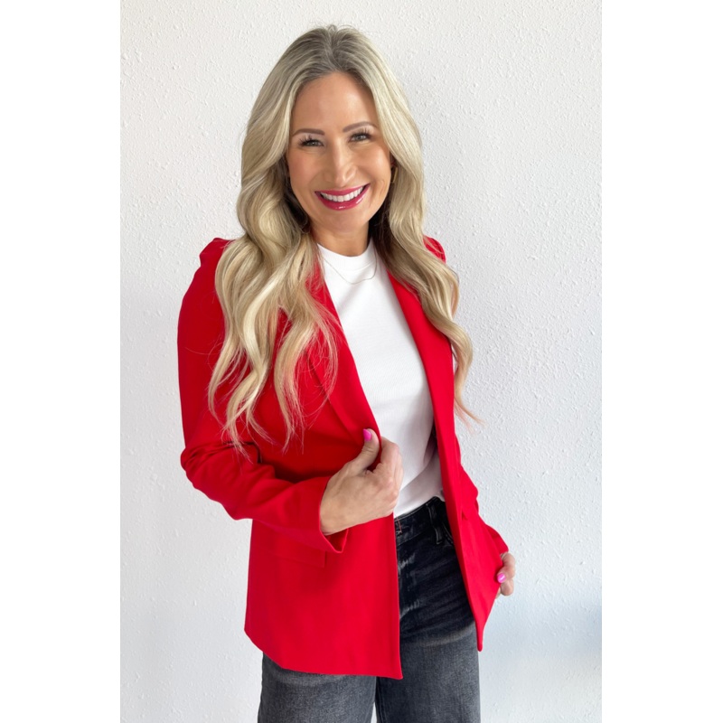 Knit Sleeve Blazer XS Scarlet Red