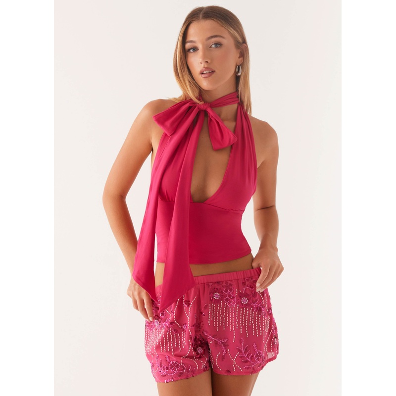 Mercer Sequin Mini Shorts – Fuchsia Fuchsia US 0