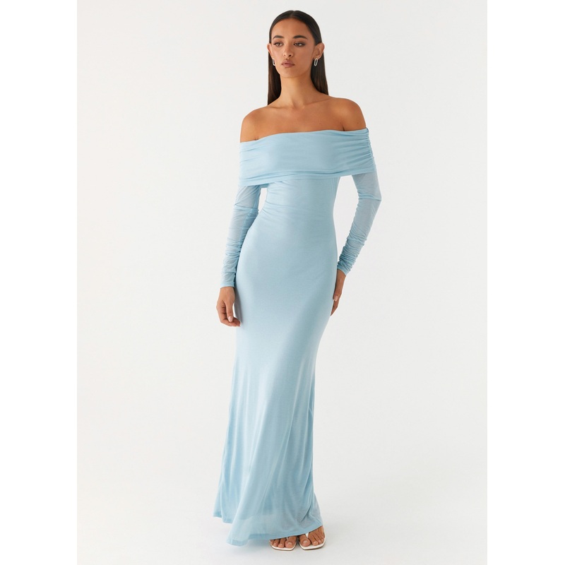 Cocoa Long Sleeve Maxi Dress – Blue Blue US 0
