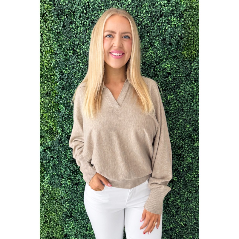 Collared Polo Sweater Small Ivory