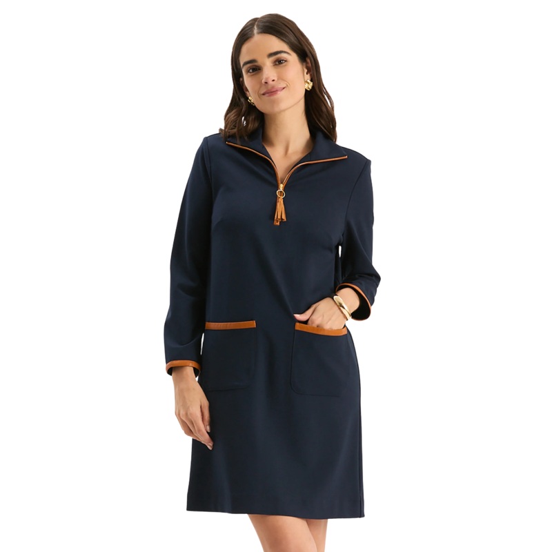 Helena Ponte Dress, Mid Navy S