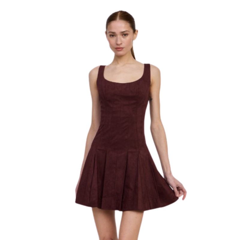 Delphine Mini Dress, Plum Brown XS
