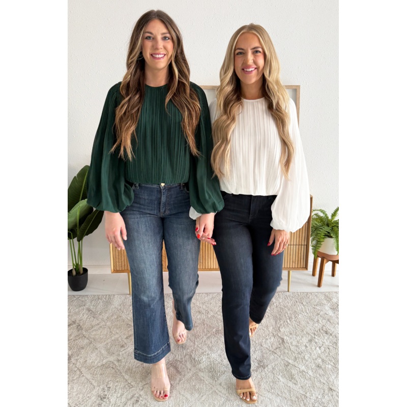 Pleated Woven Top Small Ivory