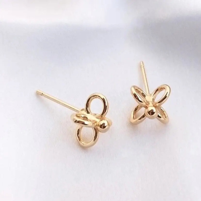 14K Gold Plated Dainty Stud Earrings Gold