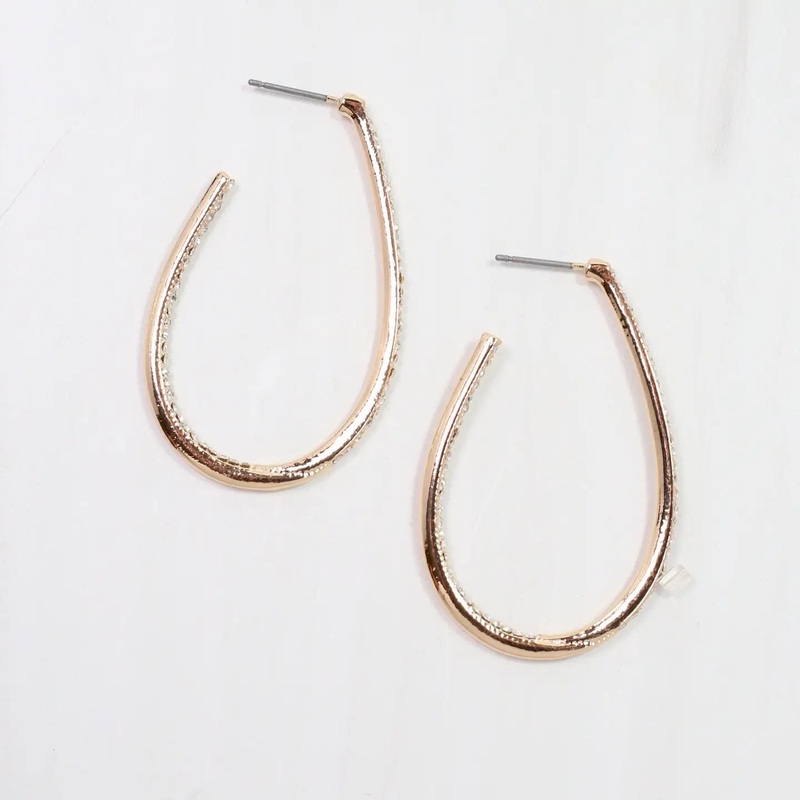 Bethie Crystal Oval Hoop Gold