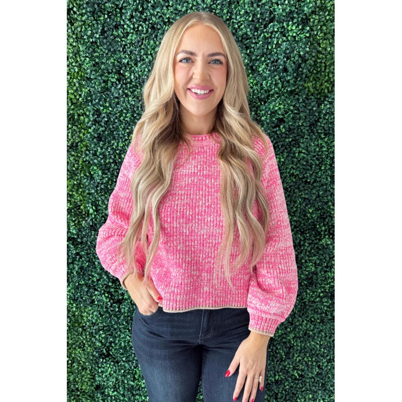 Knitted Long Sleeve Sweater XS Pink
