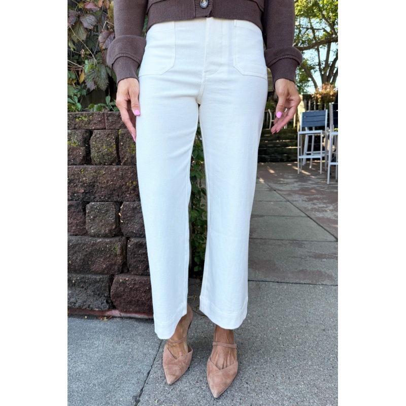 Soft Washed Wide Leg Pants Off White Small