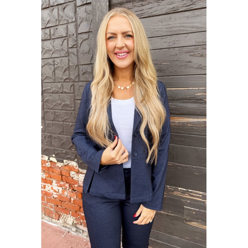 Peplum Blazer XS Navy Dusk