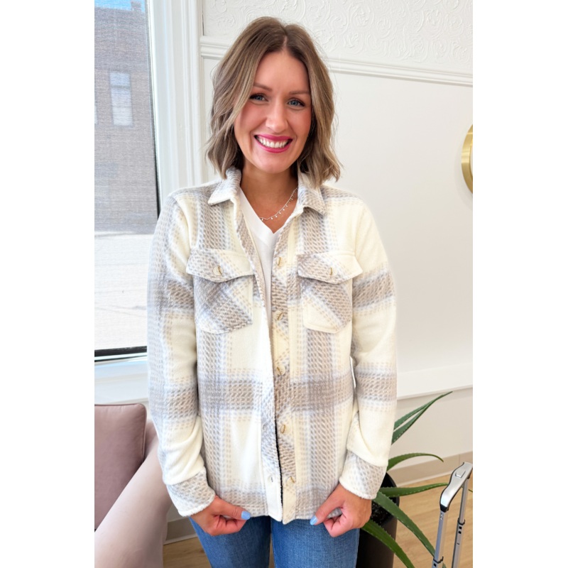 Santa Fe Jacket Small Ivory Brown Plaid