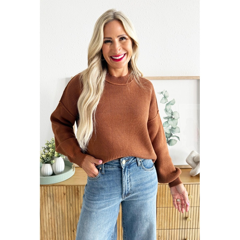 Cropped Drop Shoulder Sweater XS Rust