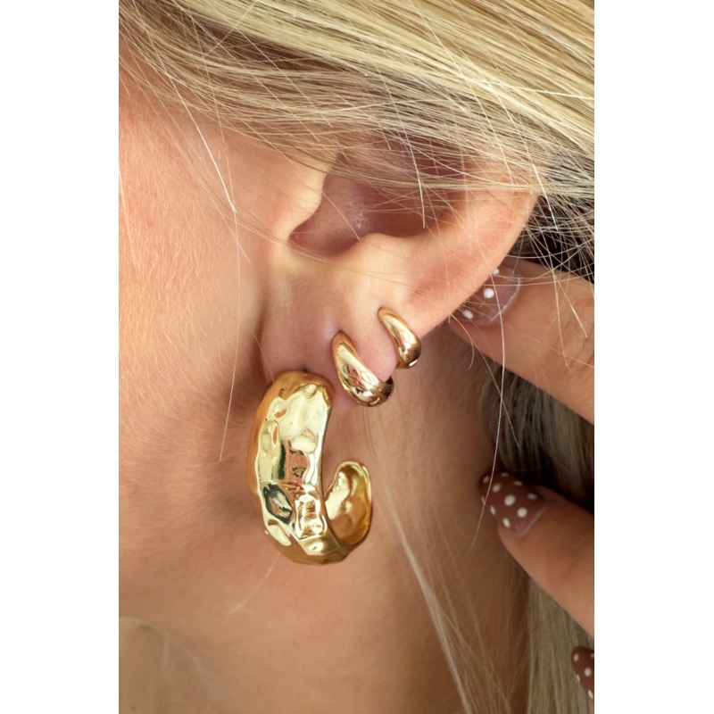 Jessica Hammered Hoop Gold