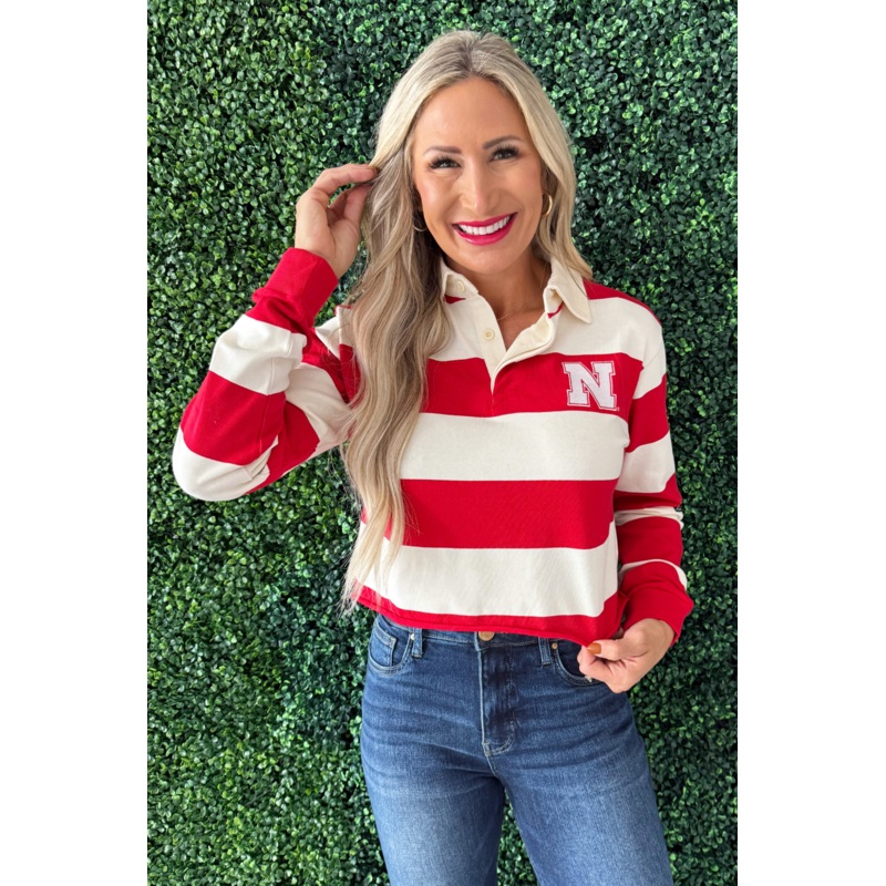 Nebraska Rugby Polo Small Red/White