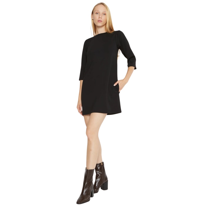 Ponte A-Line Dress, Black XS
