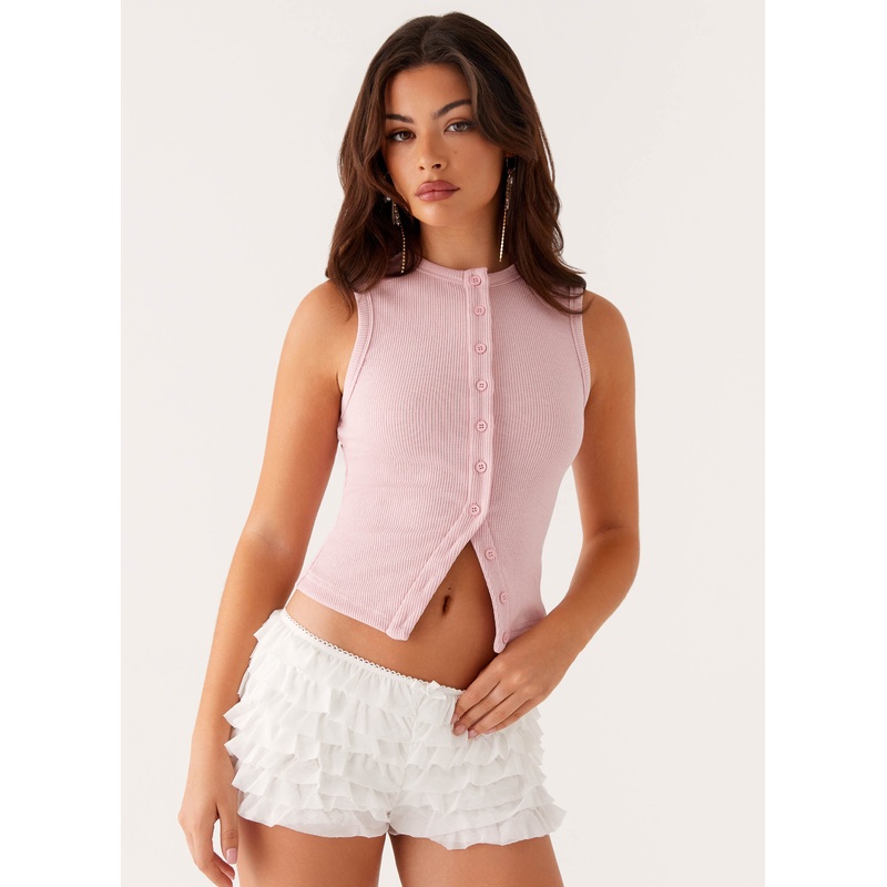 Blair Buttoned Tank Top – Pink Pink US 0