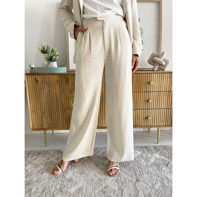 Woven Wide Leg Trouser XS Light Beige