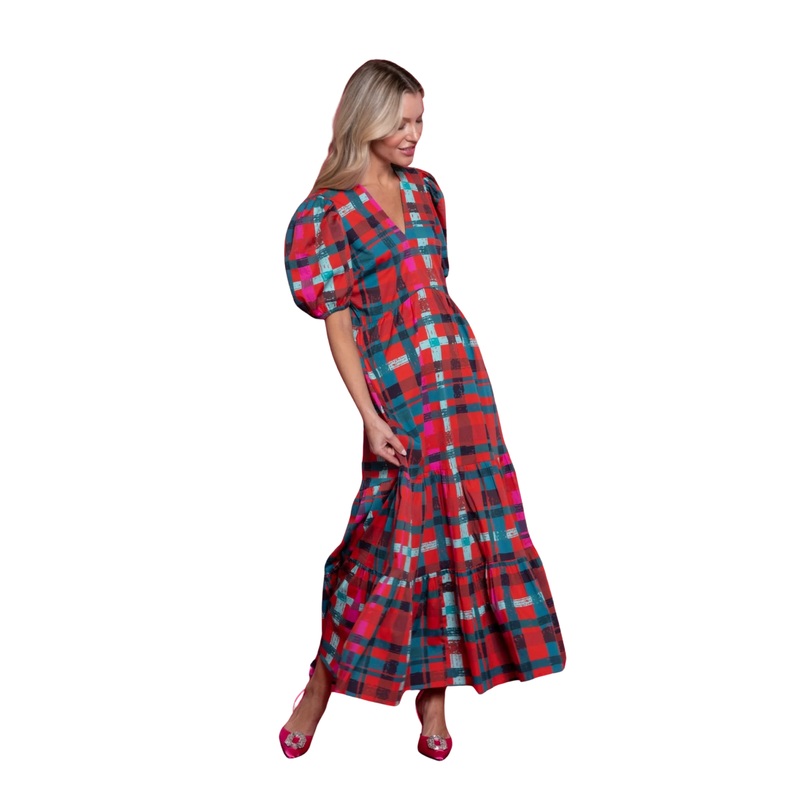Margot Dress, Poinsettia Tartan XS