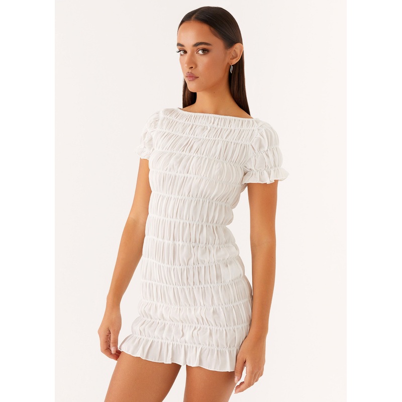 Rita Ruched Mini Dress – White White US 0