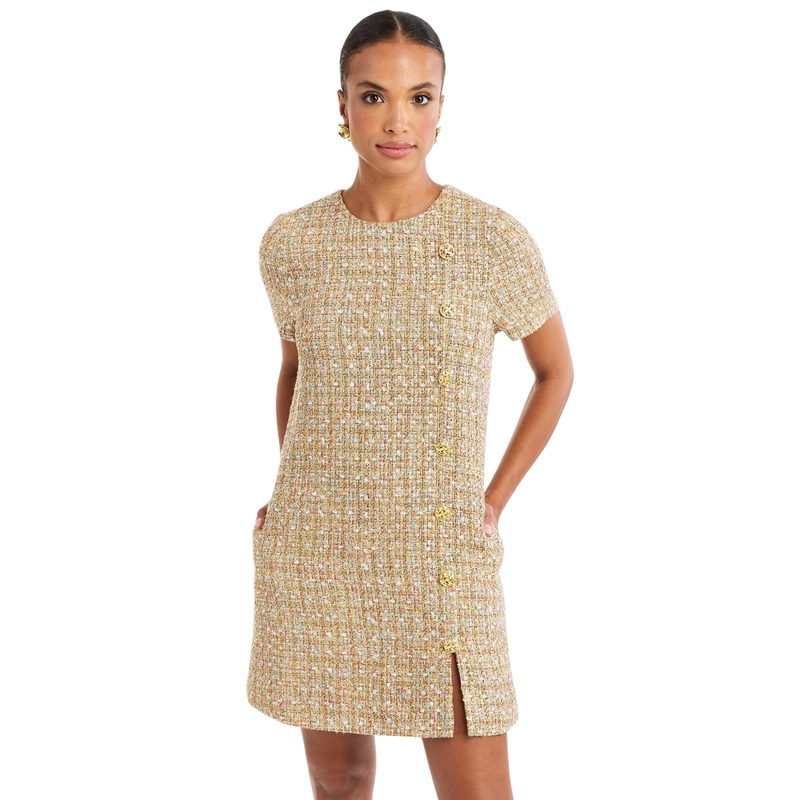 Isolde Mini Dress, Gold Multi 6