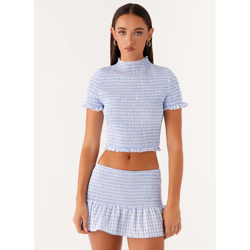 Sweetest Pie T-Shirt – Baby Blue Gingham Baby Blue Gingham XXS-XS