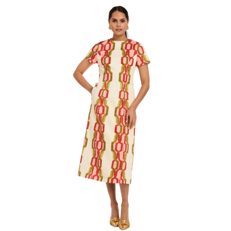 Hampton Midi Dress, Deco Quatrefoil 2