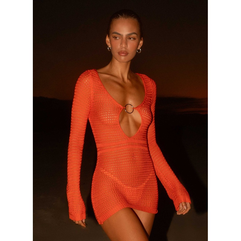 Sunriser Crochet Mini Dress – Red Red XS-S