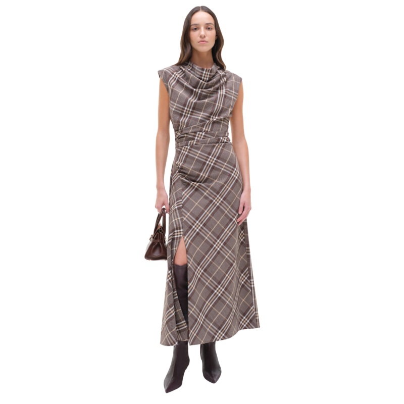 Burke Midi Dress, Chocolate Plaid 4