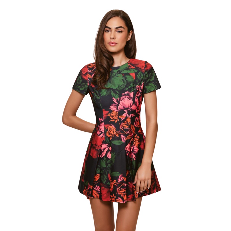 Emmanuela Dress, Black Sketched Floral XS