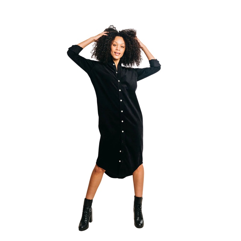Girlfriend Midi Dress, Black Cord XS