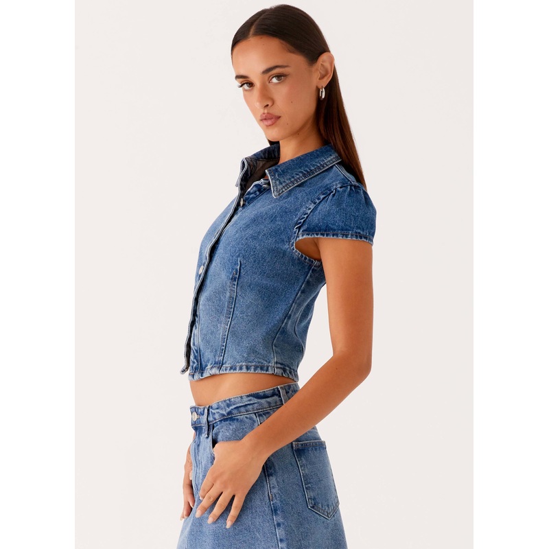 Stella Button Up Top – Blue Blue US 0