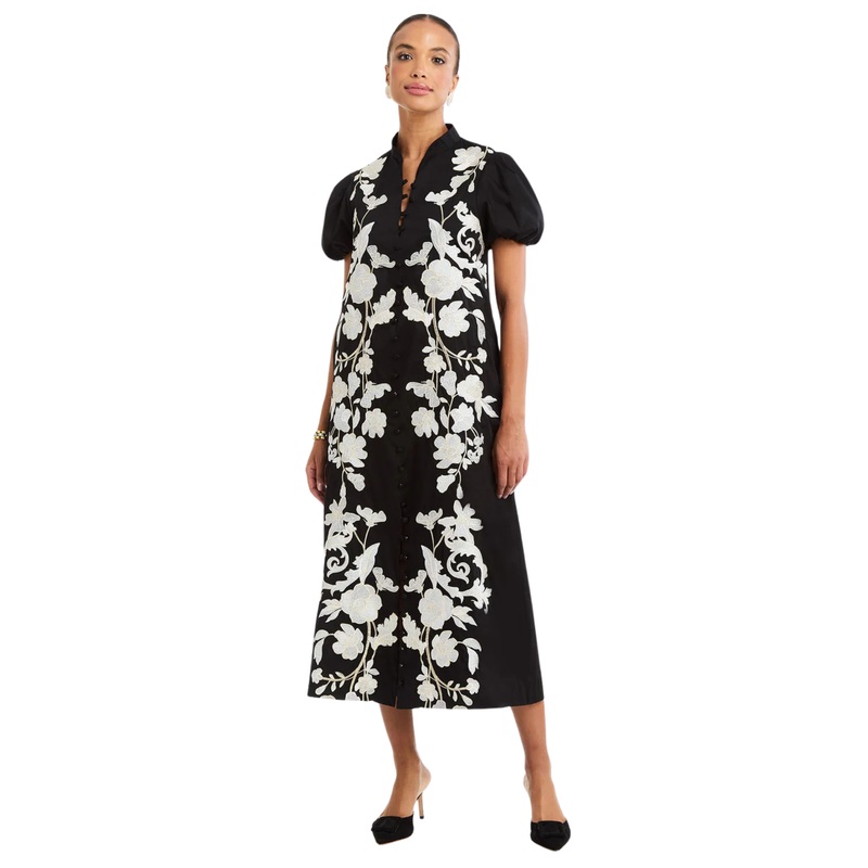 Elliana Midi Dress, Black Ivory S