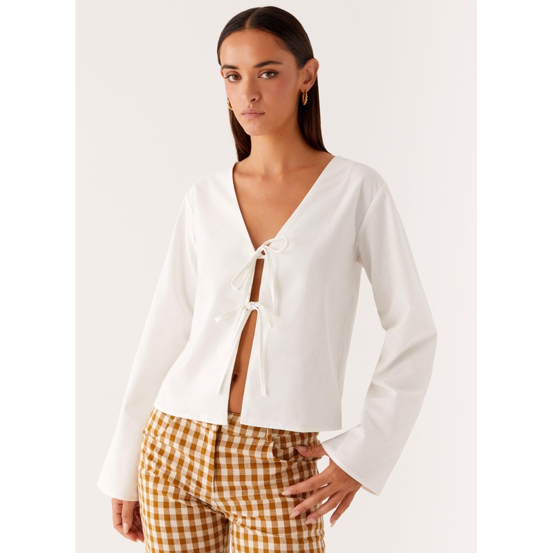 Isabelle Tie Front Top – White White US 0