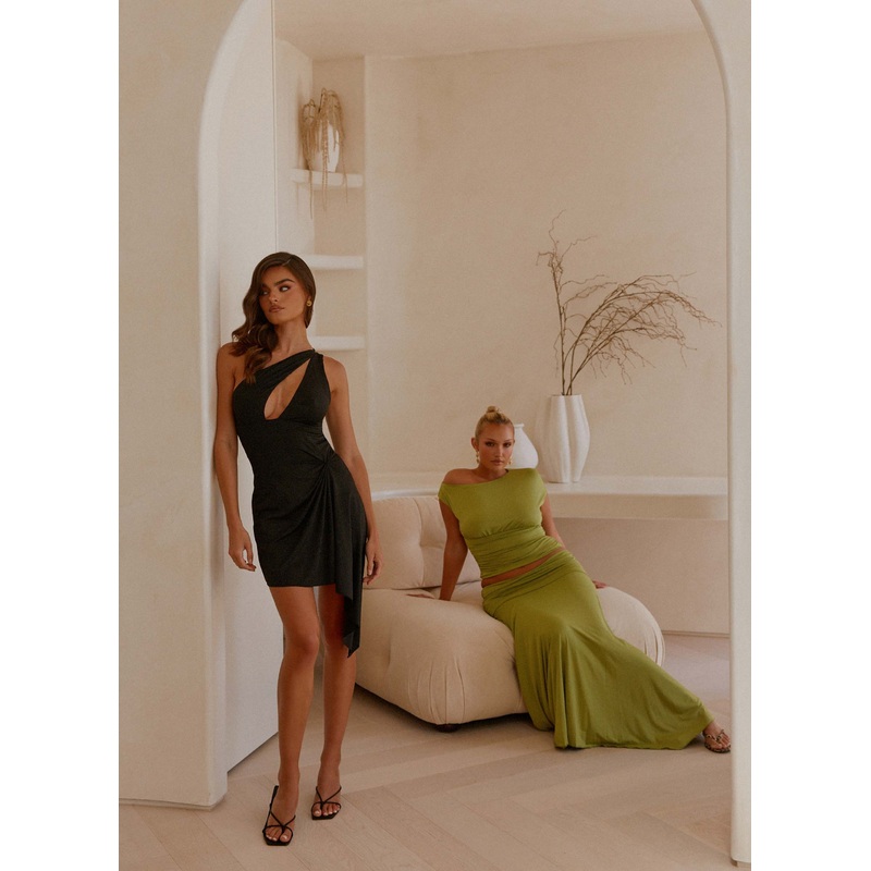 Avie Knot Mini Dress – Black Black US 0